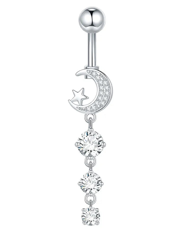  1pc Belly Button Piercing for Women Zircon Moon Butterfly Belly Button Ring Cartilage Navel Earring Jewelry Piercing ombligo
