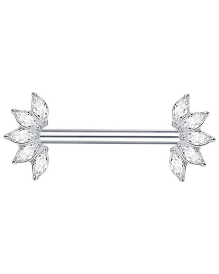 1Pc Titanium Nipple Piercing Jewelry Internally Threaded Nipple Barbell Mamilo Piercing Prong Set Heart CZ Nipple Rings Women