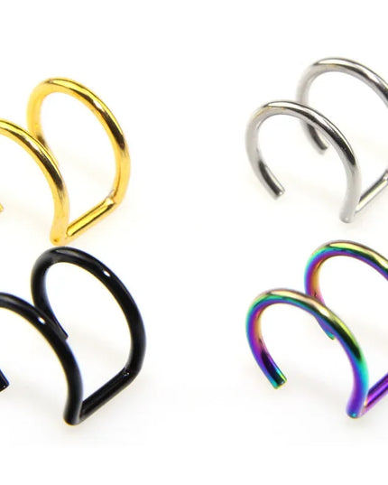 Women Lips Rings Medical Titanium Steel Nose Ring Fake Nose Ring Septum Piercing Clip on Mouth Ring Fake Piercing Body Clip Hoop