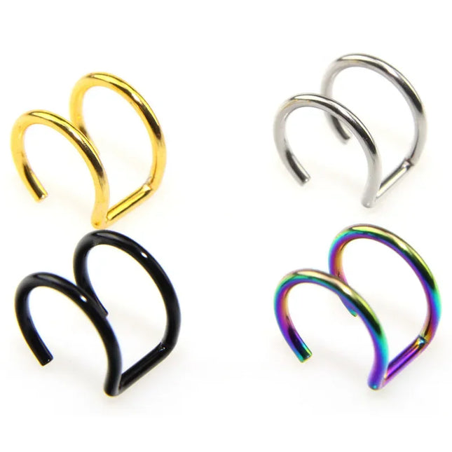 Women Lips Rings Medical Titanium Steel Nose Ring Fake Nose Ring Septum Piercing Clip on Mouth Ring Fake Piercing Body Clip Hoop