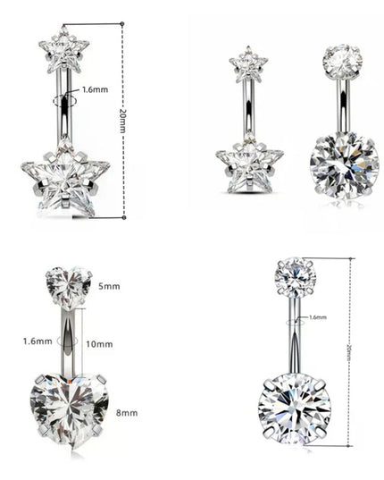 Sexy Belly Navel Piercing Stainless Steel Fashion Heart Belly Button Ring For Women Girls Belly Piercing Ring Body Jewelry