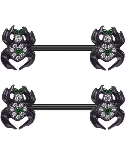 Gothic Cross Border Nipple Rings for Men Bats Spiders Cubic Zirconia Nipple Piercing Jewelry Stainless Steel Piercing Jewelry