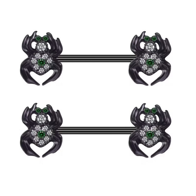 Gothic Cross Border Nipple Rings for Men Bats Spiders Cubic Zirconia Nipple Piercing Jewelry Stainless Steel Piercing Jewelry