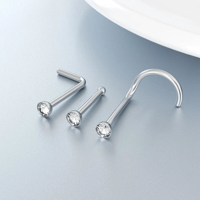 8PCS Nose Rings For Women Men Hypoallergenic 304 Surgical Stainless Steel L Shape Nose Screw