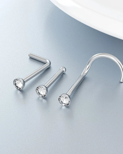8PCS Nose Rings For Women Men Hypoallergenic 304 Surgical Stainless Steel L Shape Nose Screw