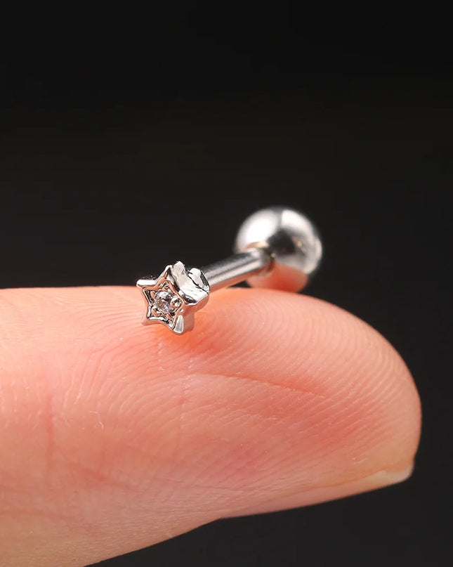 Ear Piercing For Women Pierced Earring Daith Helix Flat Lobe Star Plant Lightning Zircon Stainless Steel Ear Hoop Jewelry Gift