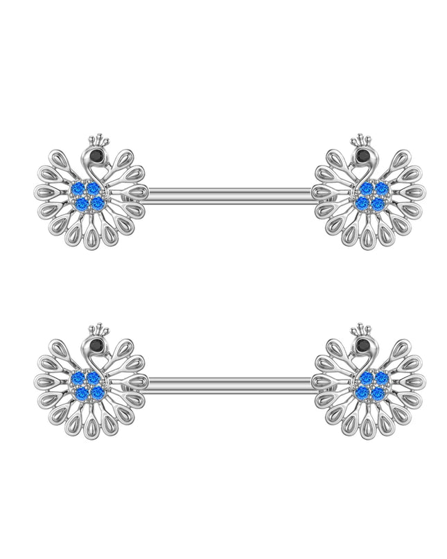 A Pair Cute Heart Dangled Nipple Piercings Barbell for Women Pink Color Moon Butterfly Shaped Sexy Nipple Rings Shield Bar Sets