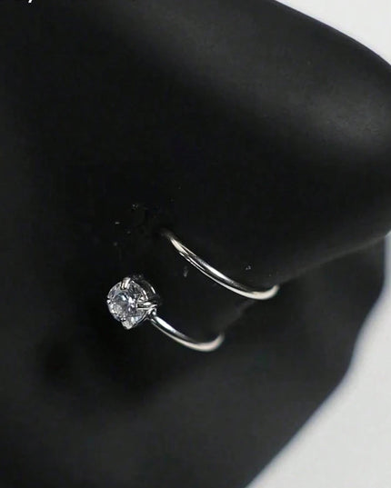 Nose Studs S-Shaped CZ Nose Rings 20G Stainless Steel Nose Band Rings  Earrings Nostril Screw Nose Studs Star Zirconia Nostril