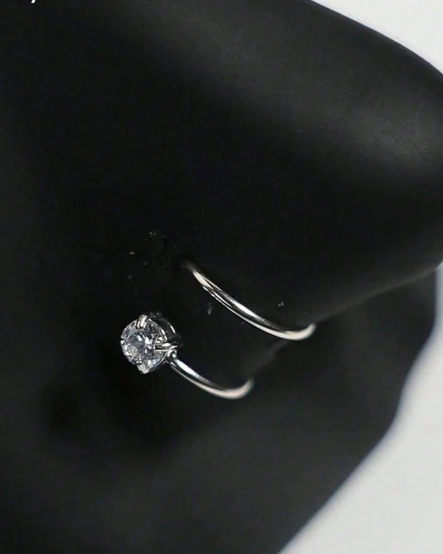 Nose Studs S-Shaped CZ Nose Rings 20G Stainless Steel Nose Band Rings  Earrings Nostril Screw Nose Studs Star Zirconia Nostril