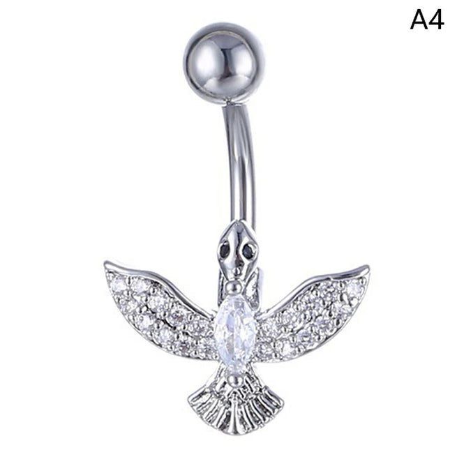Crystal Belly Button Ring Animal Shape Belly Piercing Stainless Steel Heart Navel Curved Barbell Rings Sexy Body Jewelry