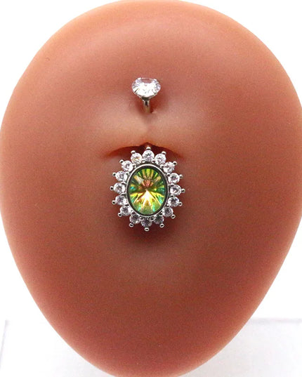 Fashion Crystal Belly Piercing Navel Ring Body Accessories Trigrams Flower Belly Button Piercing Ombligo Studs Jewelry