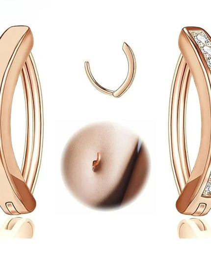 14G Cubic Zirconia Belly Button Ring, Simple Curved Reverse Belly Button Ring Women's Belly Button Piercing Jewelry