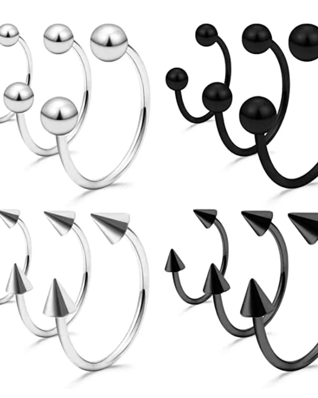 Punk C Shape Steel Nose Ring Horseshoe Lip Ring puncture Hook Clip Earrings Septum  No Allergic Body Piercing Jewelry Nose Rings