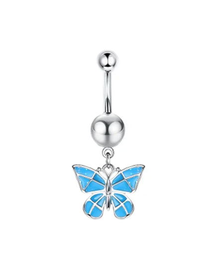 Dainsty Dangled Belly Button Rings Surgical Steel 14G Bar Navel Piercing Ring Crystal CZ Bee Flower Heart Belly Ring Ear Jewelry