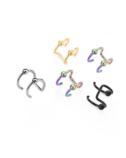 Women Lips Rings Medical Titanium Steel Nose Ring Fake Nose Ring Septum Piercing Clip on Mouth Ring Fake Piercing Body Clip Hoop