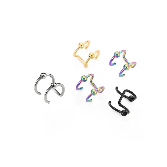Women Lips Rings Medical Titanium Steel Nose Ring Fake Nose Ring Septum Piercing Clip on Mouth Ring Fake Piercing Body Clip Hoop