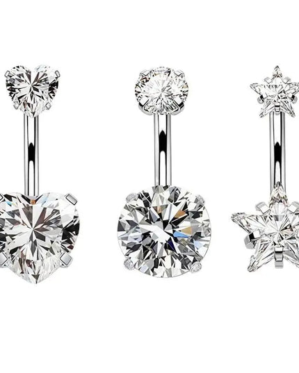 Heart Belly Button Ring Stainless Steel Sexy Navel Piercing Body Jewelry for Women Suitable for Swimwear Outfits