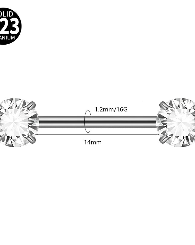 1PC G23 Titanium Double Clear Cz Nipple Rings Internal Thread Barbell Nipple Piercing Nipple Shield 16G Body Piercing Jewelry