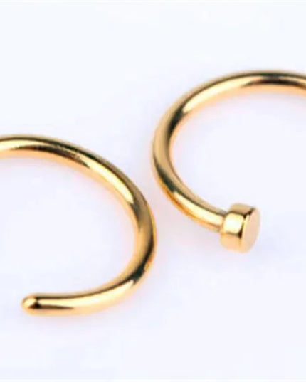 2PCS Stainlees Steel C Shape Nose Ring Women Girls Fake Piercing Hoop Stud Female Body Jewelry Party Gift