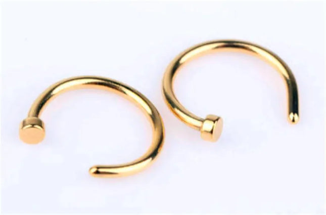 2PCS Stainlees Steel C Shape Nose Ring Women Girls Fake Piercing Hoop Stud Female Body Jewelry Party Gift