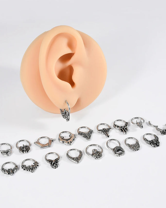 1PC Punk Many Style Black Oil Drip Hinger Septum Nose Ring Stainless Steel Ear Tragus Cartilage Daith Helix Earring Unisex Gift