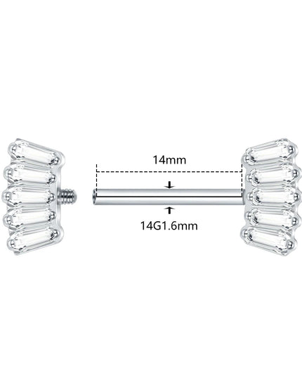 1Pc Titanium Nipple Piercing Jewelry Internally Threaded Nipple Barbell Mamilo Piercing Prong Set Heart CZ Nipple Rings Women