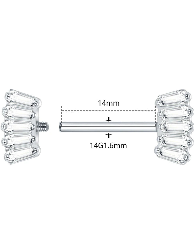 1Pc Titanium Nipple Piercing Jewelry Internally Threaded Nipple Barbell Mamilo Piercing Prong Set Heart CZ Nipple Rings Women