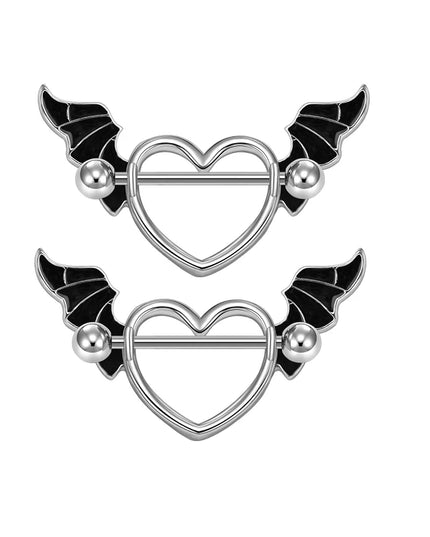 1Pair Heart Shaped Nipple Rings Piercing Jewelry for Women Sexy Clips Stianless Steel Nipple Ring Clamps Pierced Body Jewelry