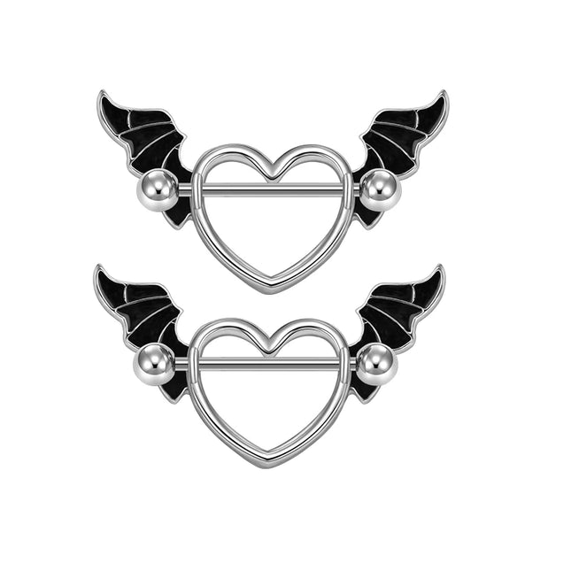 1Pair Heart Shaped Nipple Rings Piercing Jewelry for Women Sexy Clips Stianless Steel Nipple Ring Clamps Pierced Body Jewelry