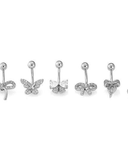 1PC 14G Surgical Steel Belly Button Rings Bow Butterfly Snake Cubic Zirconia Belly Button Barb Ombligo Piercing Jewelry