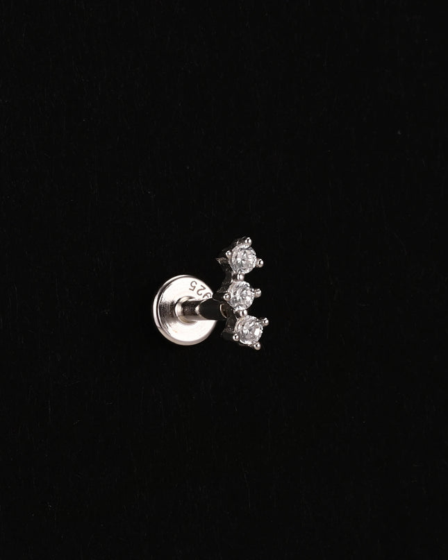 AIDE Heart Round Ball Flat Helix Piercing Earring 925 Sterling Silver Ear Studs Geometric Zircon Exquisite Trinket Studs Aretes