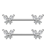 2pcs / Silver Butterfly