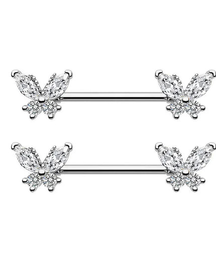 Nipple Piercing Jewelry 14G Stainless Steel Nipple Rings for Women Heart Butterfly Flower Bow Nipple Barbells