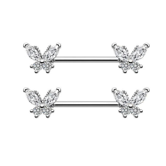 Nipple Piercing Jewelry 14G Stainless Steel Nipple Rings for Women Heart Butterfly Flower Bow Nipple Barbells