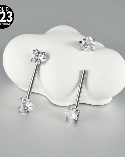 1PC G23 Titanium Double Clear Cz Nipple Rings Internal Thread Barbell Nipple Piercing Nipple Shield 16G Body Piercing Jewelry