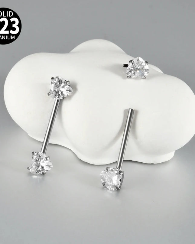 1PC G23 Titanium Double Clear Cz Nipple Rings Internal Thread Barbell Nipple Piercing Nipple Shield 16G Body Piercing Jewelry