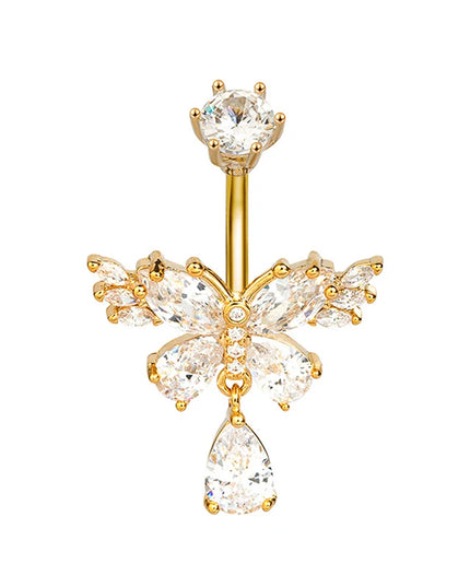 Exquisite Zircon Crystal Belly Button Rings Fashion Butterfly Navel Ring For Women GirlsSexy Belly Piercing Body Jewelry Gifts