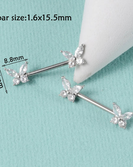 1Pair Sword Cross Nipple Piercing Barbell Surgical Steel Crystal Nipple Shield Cover Heart Butterfly Nipple Ring Body Jewelry14G