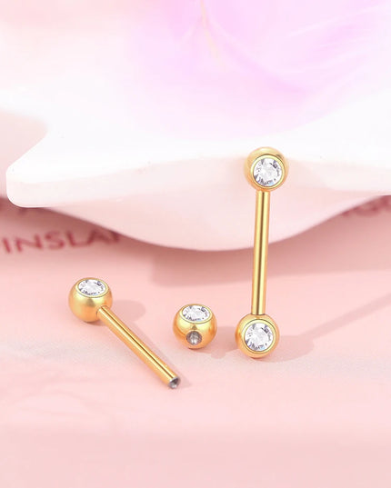 1/2Pcs Titanium Nipple Piercing Jewelry CZ Bezel Tongue Nipple Bars Piercing for Breasts Sexy Piercing Mamilo for Women 12-20mm