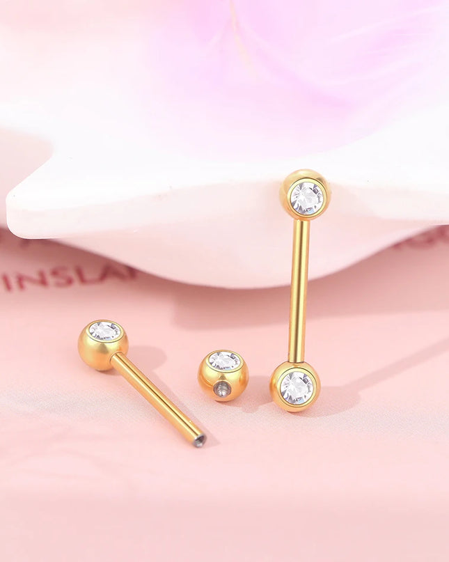 1/2Pcs Titanium Nipple Piercing Jewelry CZ Bezel Tongue Nipple Bars Piercing for Breasts Sexy Piercing Mamilo for Women 12-20mm