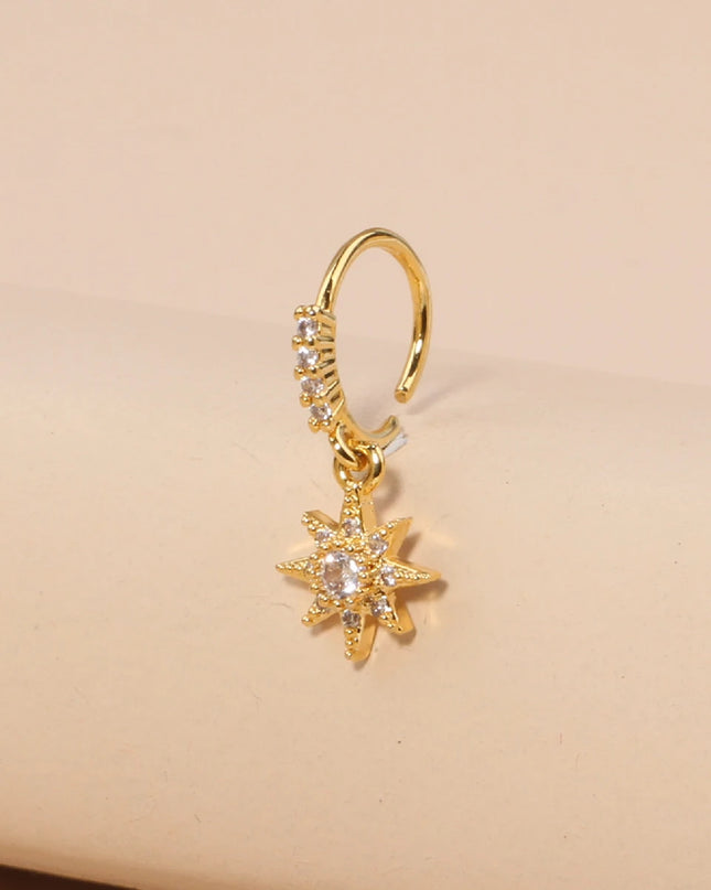 Nose Rings Hoop for Women Men Body Piercing Jewelry Cartilage Earring Nose Dangling CZ Cross Crown Starfish Dangle Nose Ring