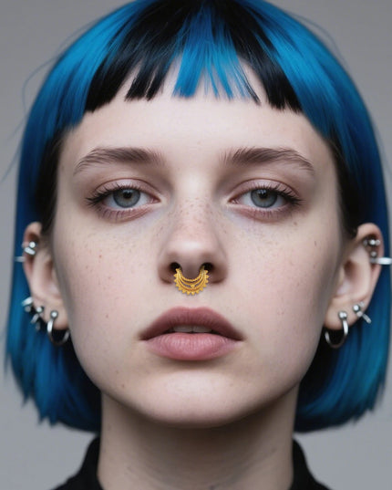 Doearko1PCS Elegant  Nose Rings Stainless Steel  Round Thorns Nose Rings Cartilage Hoop Earrings Segment Septum Clickers