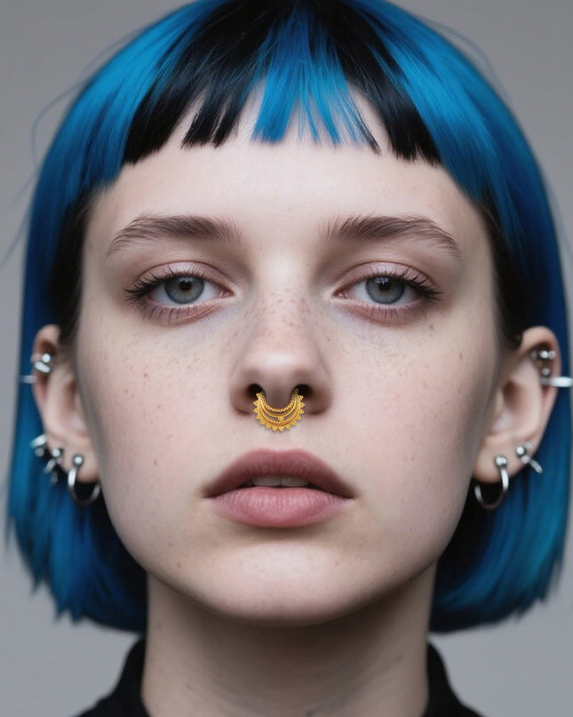 Doearko1PCS Elegant  Nose Rings Stainless Steel  Round Thorns Nose Rings Cartilage Hoop Earrings Segment Septum Clickers