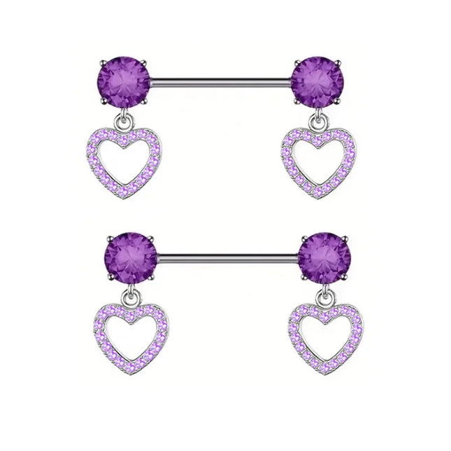 2 Pcs Stainless Steel Pink Nipple Piercing Jewelry Heart Wings Niplple Barbell Moon Devil Nipple Rings Body Piercing Pezon Mujer