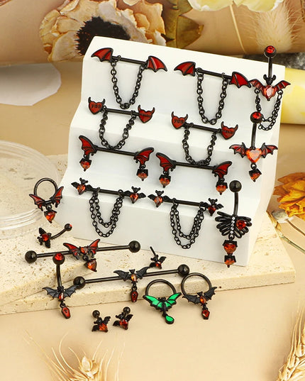 1-8Pcs Belly Button Rings for Women Steel Nipple Piercing Halloween Nose Rings Industrial Barbell Cartilage Earrings Stud Septum