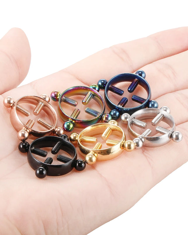 1Pair Stianless Steel Nipple Rings Piercing Jewelry Wholesale Women Sexy Clips Nipple Ring Clamps Pierced  Body Jewelry