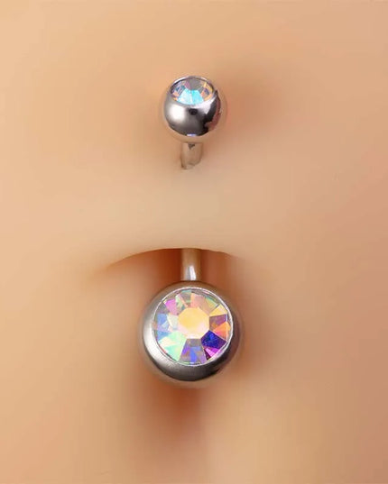 14G Belly Button Piercing Ring, Surgical Steel CZ Crystal Gem Internally Threaded Belly Button Ring Piercing Jewelry