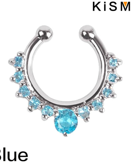 1PC Fashion Rhinestone Nose Ring Lip Ring Faux Septum Rings Unisex Jewelry Perfect for Women Men Stylish Earring Set