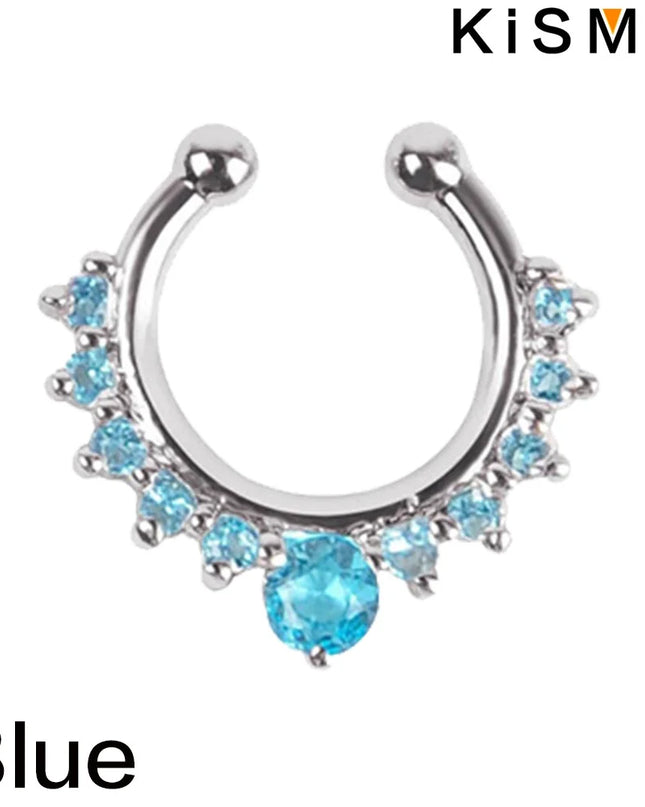 1PC Fashion Rhinestone Nose Ring Lip Ring Faux Septum Rings Unisex Jewelry Perfect for Women Men Stylish Earring Set