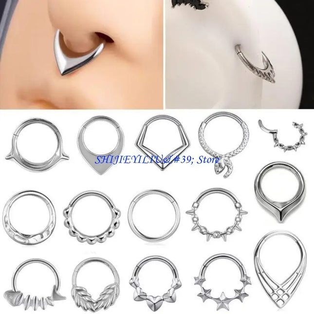 E21F Comfortable Wear Seamless Nose Rings with Heart Polished Surfaces Nose Jewelry Suitable for Easy Wear